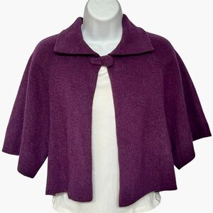 Heather & Grey Sweater Cardigan One Button Purple Plum Cropped Size M Angora